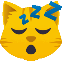 a yellow cat sleeping with zzz letters on its head