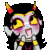 a pixel art drawing of a girl with horns making a face .