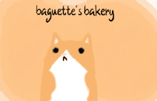 a drawing of a cat with the words baguette 's bakery written above it