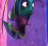 a close up of a cartoon character with a surprised look on his face