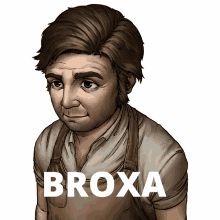 a drawing of a man with the name broxa on it