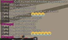 a screenshot of a video chat with omega guii and lucaszinho