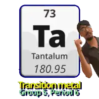 a man is standing in front of a sign that says tantalum