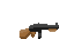 a pixel art drawing of a gun with a wooden handle .