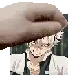 a close up of a person 's hand holding a picture of a person .