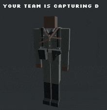 a pixel art of a man with the words your team is capturing d