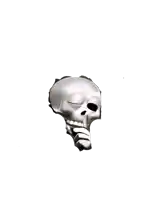 a cartoon skull with its eyes closed and its mouth open
