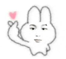 a drawing of a rabbit giving a heart sign with its finger .