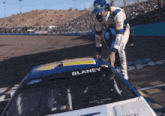 a race car with the word blaney on the front