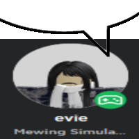 a picture of a person named evie with a speech bubble above it