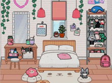 a drawing of a bedroom with a calendar on the wall that says may