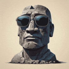 a statue of a man wearing sunglasses with the letter j on his nose