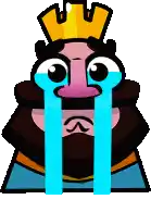 a cartoon king with a crown on his head is crying with his eyes closed .