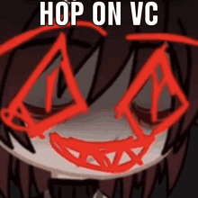 a picture of a cartoon character with the words hop on vc on it