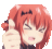 a blurred image of a girl with red hair giving a middle finger .