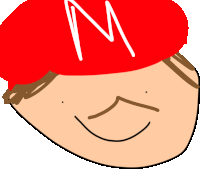 a red hat with the letter m on it