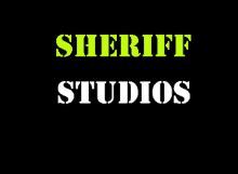 a black background with the words sheriff studios in yellow letters