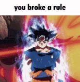 a picture of a cartoon character with the words " you broke a rule "