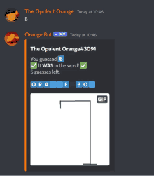 a screenshot of a conversation between the opulent orange and the orange bot