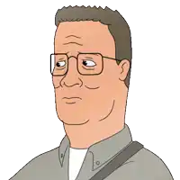 a cartoon drawing of a man with glasses and a white shirt