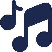 a silhouette of a music note with a white background