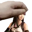 a hand is holding a woman 's head in a pixel art .