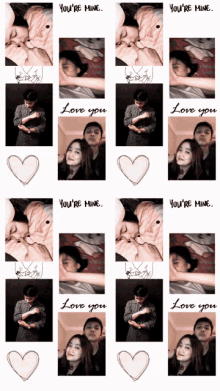 a collage of pictures of a man and woman with the words " you 're mine "