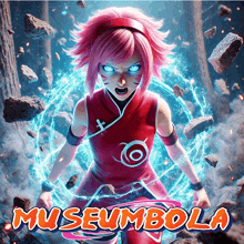 a poster of a girl with the words museumbola on it