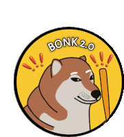 a dog holding a baseball bat with the words bonk 2.0 written above it