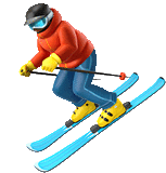 a cartoon of a person skiing down a hill