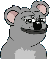 a cartoon drawing of a koala bear with a big nose and a smile on its face .