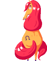 a cartoon illustration of a horse with red hair