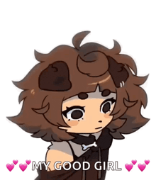 a cartoon of a girl with a dog 's head and the words `` my good girl ''