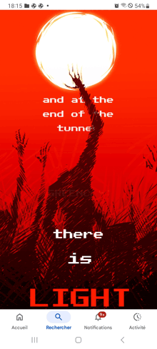 a screenshot of a movie called light with a red background