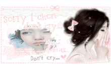 a picture of a girl with the words sorry i chon don t cry