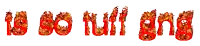 the words to go tuff gng are made of flames