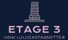 a logo for hotel lulucastagnette with a building on it