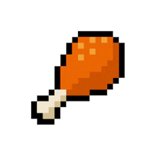 a pixel art chicken leg on a white background