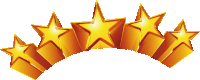 a row of gold stars are lined up in a row