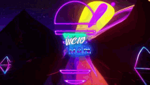 a neon sign that says micro man is lit up in the dark