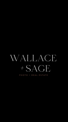 the logo for wallace + sage photo + real estate is black and white .