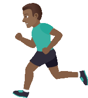 a man in a blue shirt and black shorts is jogging