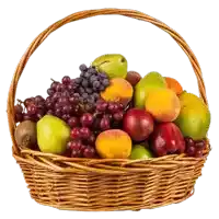 a wicker basket filled with a variety of fruit