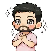 a cartoon drawing of a man with a beard and a pink shirt