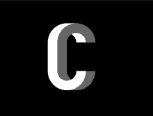 a black background with a white letter c on it