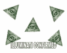 a triangle with all seeing eyes and the words illuminati confirmed in red