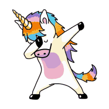 a drawing of a unicorn with a rainbow mane and tail