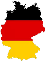 a map of germany with a red white and yellow flag