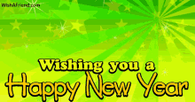 a green background with the words wishing you a happy new year on it