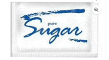 a package of pure sugar with a blue brush stroke on it